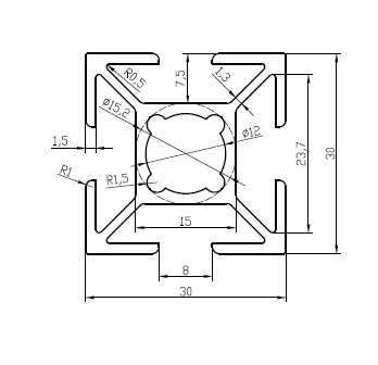 Perfil 30x30 Básico Alumínio Estrutural -...