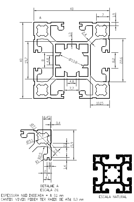 Perfil 40x40 Reforçado Alumínio Estrutura...