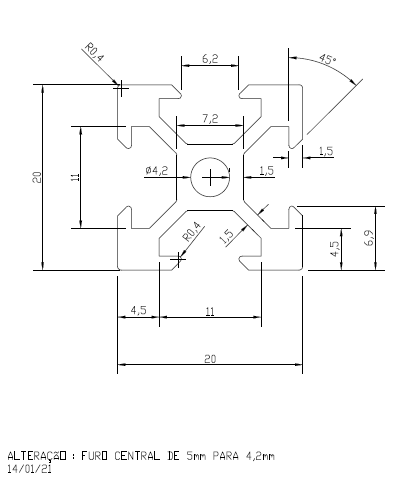 Perfil 20x20 V-slot Alumínio Estrutural -...