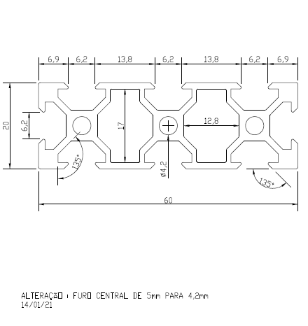 Perfil 20x60 V-slot Alumínio Estrutural -...