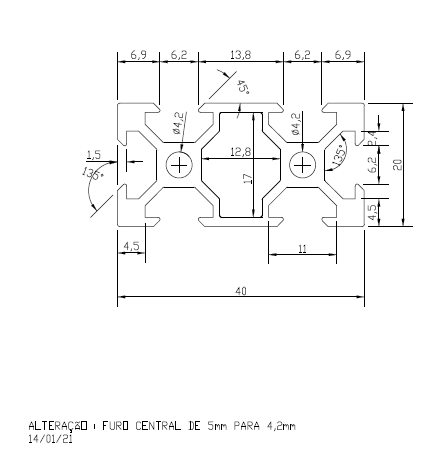 Perfil 20x40 V-slot Alumínio Estrutural -...
