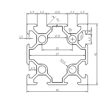 Perfil 40x40 V-slot Alumínio Estrutural -...